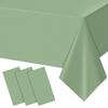 Paquete De 3 Manteles De Plástico Verde Salvia Para Mesas Rectangulares, Mantel Desechable De Color Verde Claro, Impermeable
