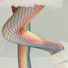 Mode Regenbogen Mittleres Netz Damen Hohe Taille Strumpf Netzstrumpfhose Club Strumpfhose Panty Strick Netz Strumpfhose Hose Netz Unterwäsche