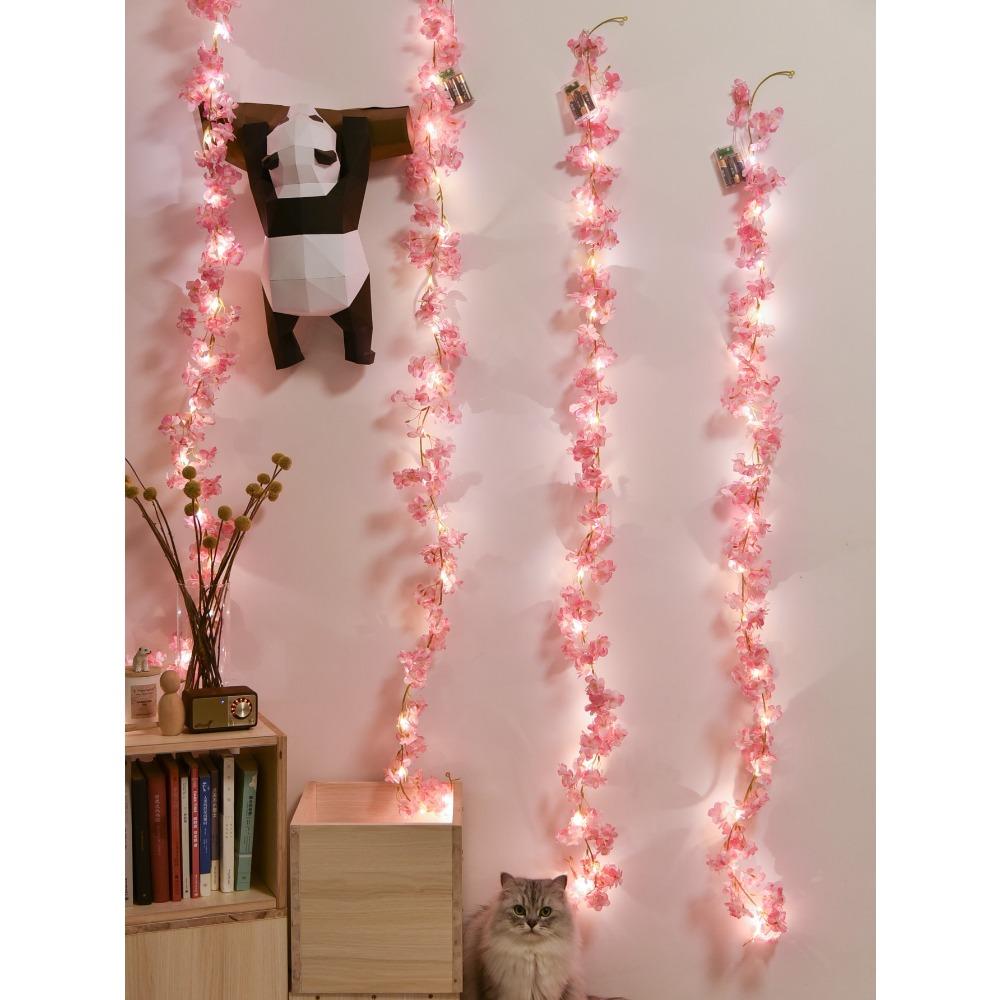 1 Roll, LED Sakura String Lights Courtyard Lights New Year, Christmas, Holiday Decorations, Batteries Not Included (1 X 6.56 Ft 20 LED)