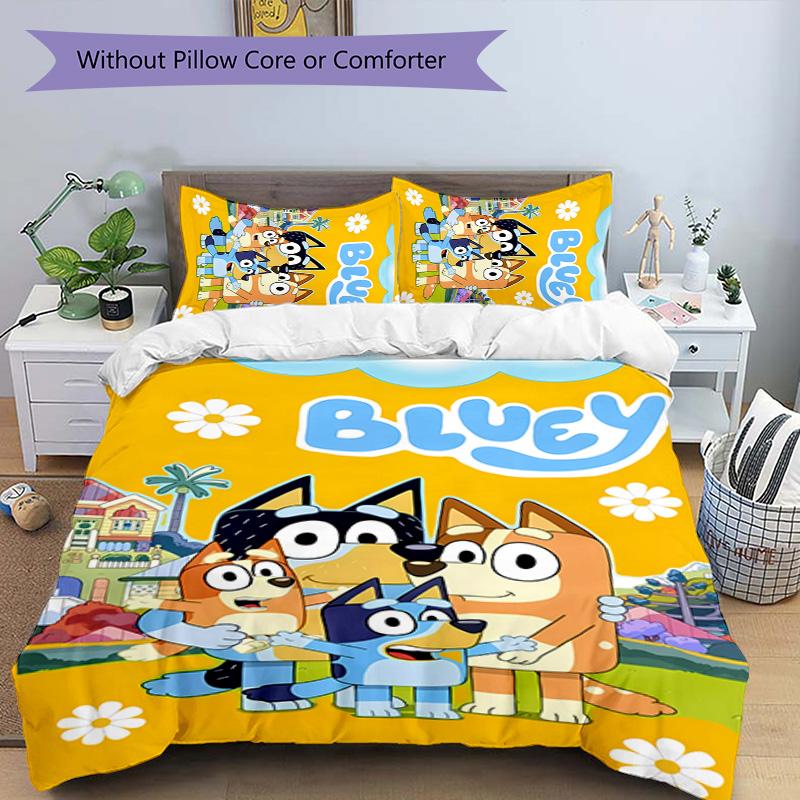3pcs Bluey pattern bedding set duvet cover set includes duvet cover &pillowcases,perfect all season bedroom decoration&gift