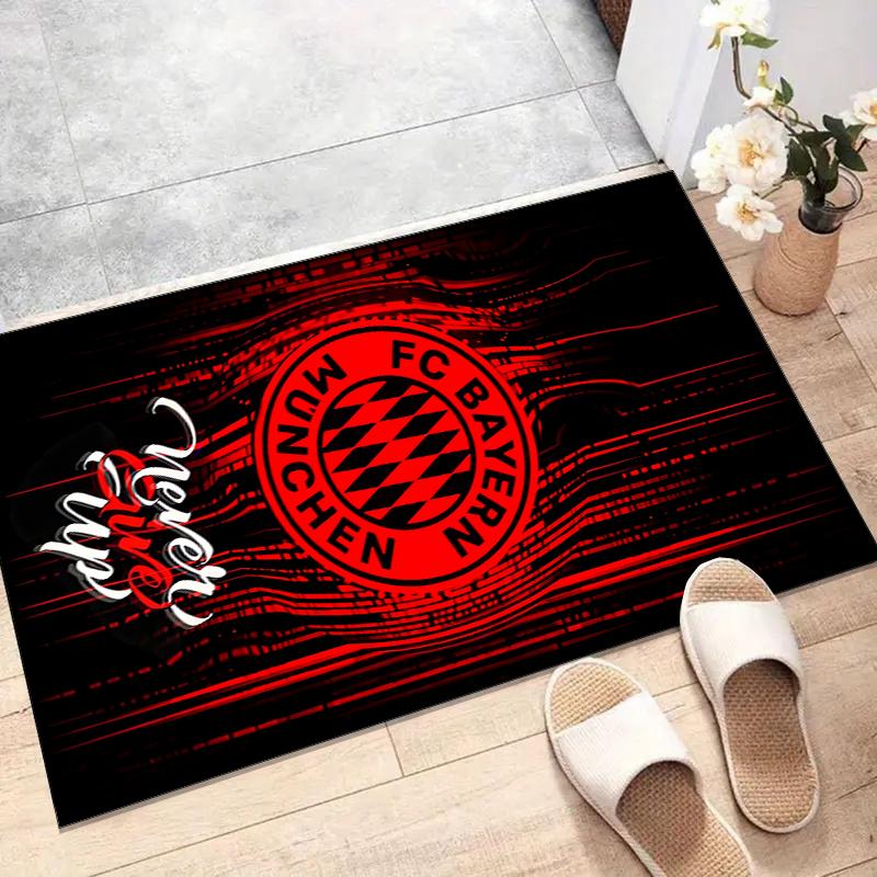 Fußball Bayern Polyester Teppich, Weiche Indoor Matte für Bürostuhl, Wohnzimmer, Schreibtisch - Dekoratives Home Office Teppich Design