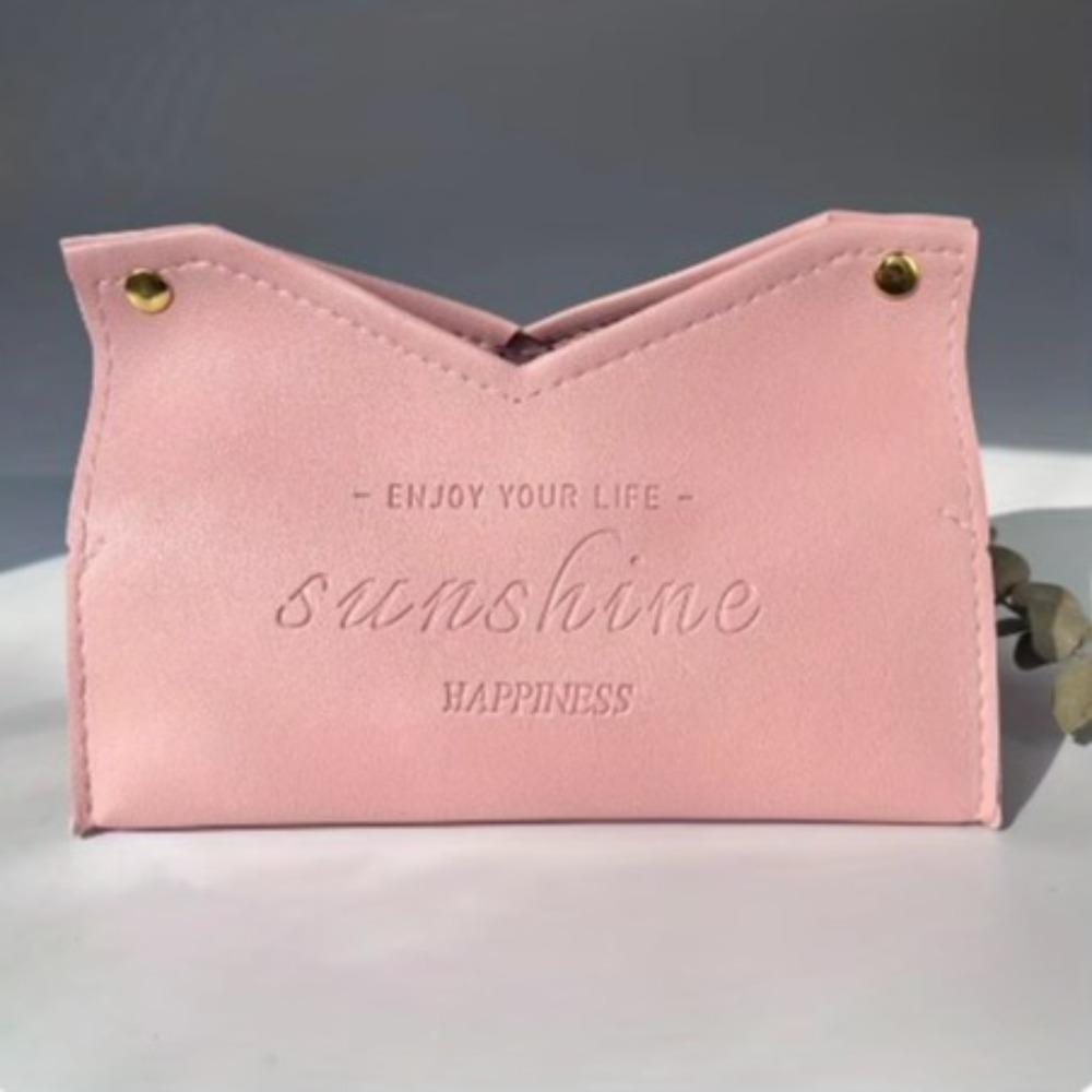 PU Leather Napkin Holder Solid Color Tissue Paper Storage Bag Dustproof Toilet Paper Case  Sundries