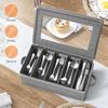 Flatware Storage Box With Zipper Lid 5 Compartment Portable Organizer for Spoon Fork Knives Tableware Silverware Camping Kitchen