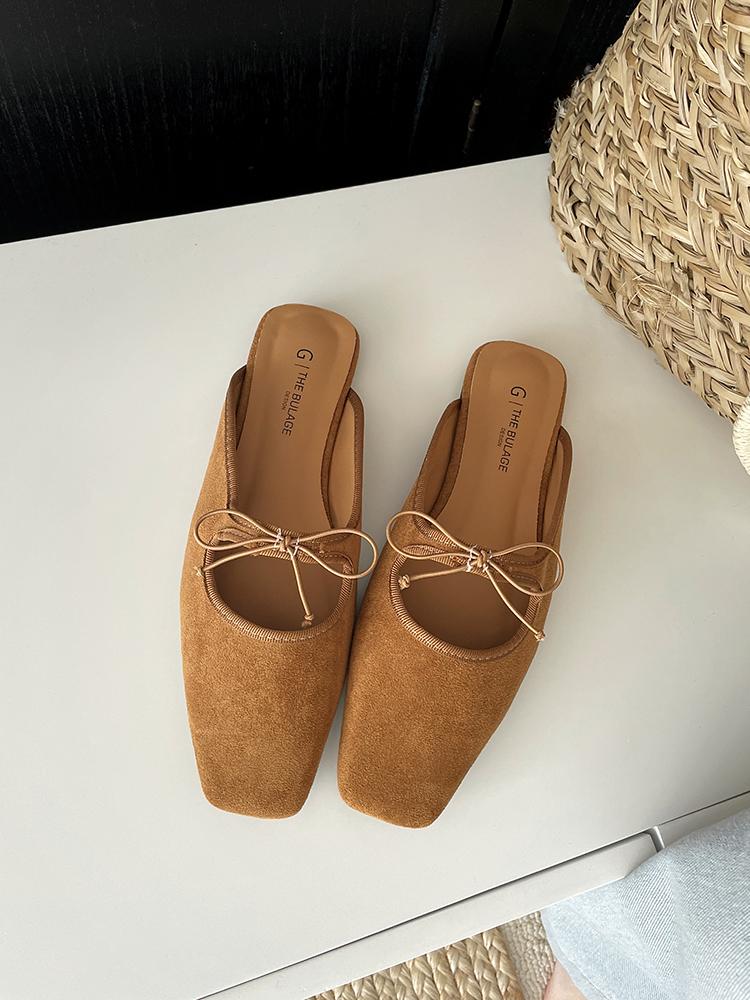 2025 Summer Women Mules Shoes Brand Designer Butterfly-knot Comfort Casual Slip On Light Large Size Shallow Ladies Flat Sandals