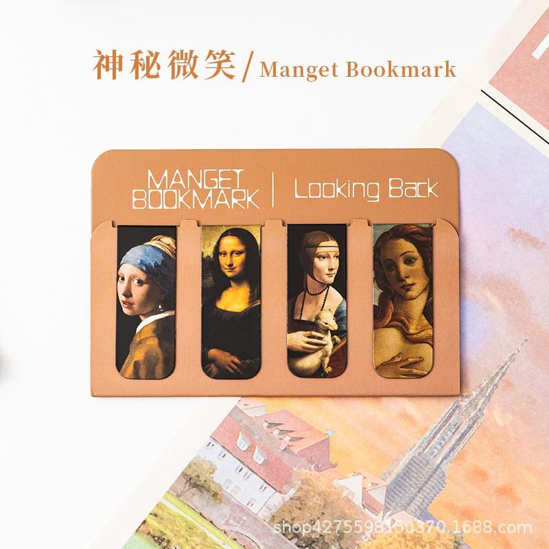 4 Stück/Set Magnetischer Lesezeichen Museumsserie Antike Kunst Seite Berühmtes Gemälde Van Gogh Mappe für Bücher Leser Schreibwaren Zubehör