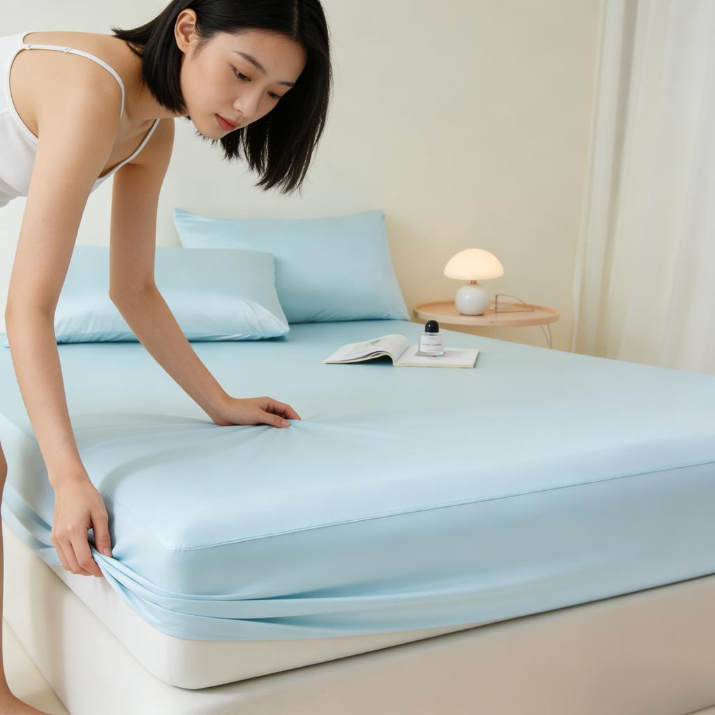 Grade A Cooling Summer Comforter Set With Fitted Sheet And Pillowcases Breathable Air Conditioner Quilt Ice Silk Cooling Blanket