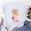 Wounisex's Fun Cartoon Milk Tea Bear Print Round Neck Short-Sleeved T-Shirt Tops Teddy Bear T Shirt Y2k Top Shirts For Wounisex