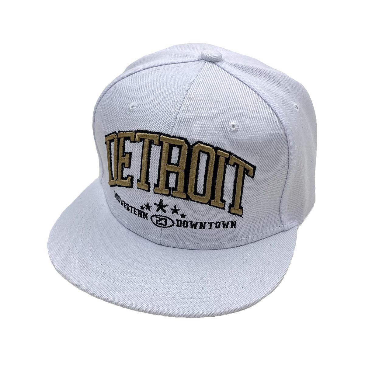 Detroit American Town Embroidery Flat Edge Hip Hop Hat Casual Hip Hop Hat Baseball Cap Adjustable белый