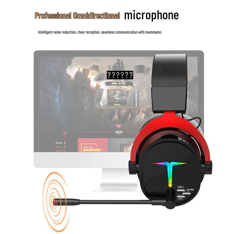 Dual-Mode Wireless Gaming Headset with Mic: 2.4G & Bluetooth for PC and Mobile.