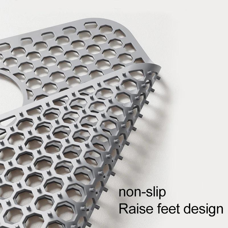 Sink Protectors for Kitchen Sink-28.4"x 14.3"Sink Mat- Heat-resistant Easy-clean Silicone Sink Mat for Stainless Steel Sink