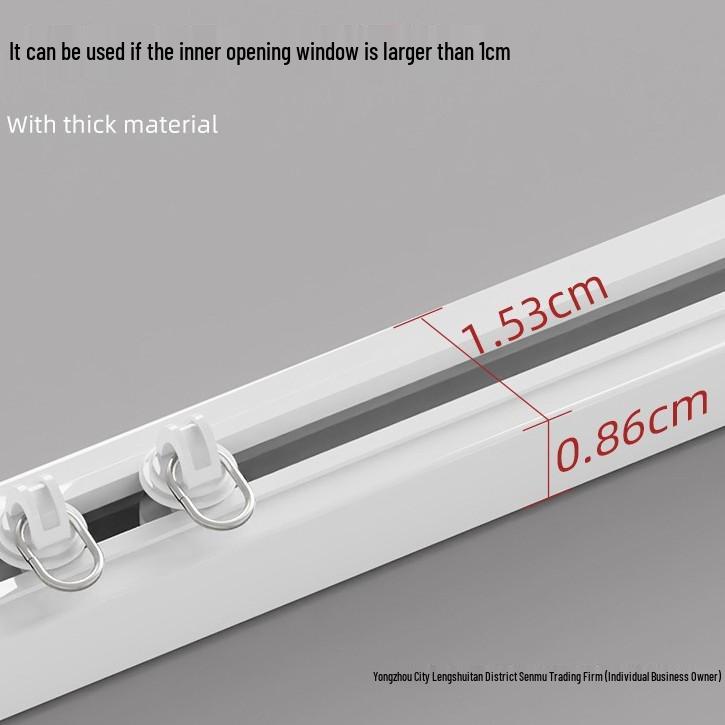 Klebe-Vorhangschiene ohne Bohren: Haken-Typ Nagelfreie Gleitschiene mit Rolle für Einspurvorhänge