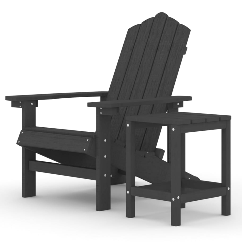 Vidaxl Adirondack Garden Chair with Table, HDPE, Anthracite