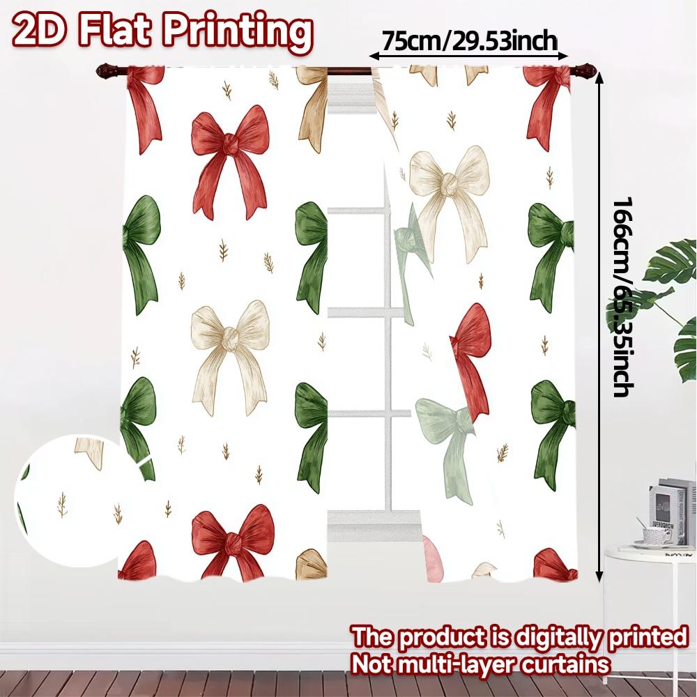 2D Flat Printing  JIT 2pcs   Curtains (Without Rod) Festive Ribbons Chic Curtains Fabric Curtains Thermal Insulation   and Room