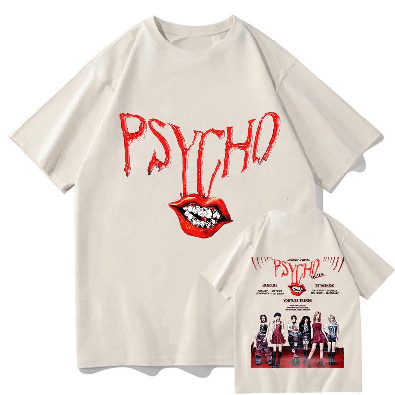 BABYMONSTER PSYCHO T-shirt 100% Coton T-shirt Graphique Hauts Tendance T-shirts Manches Courtes Col Rond Unisexe Confort Vêtements Doux