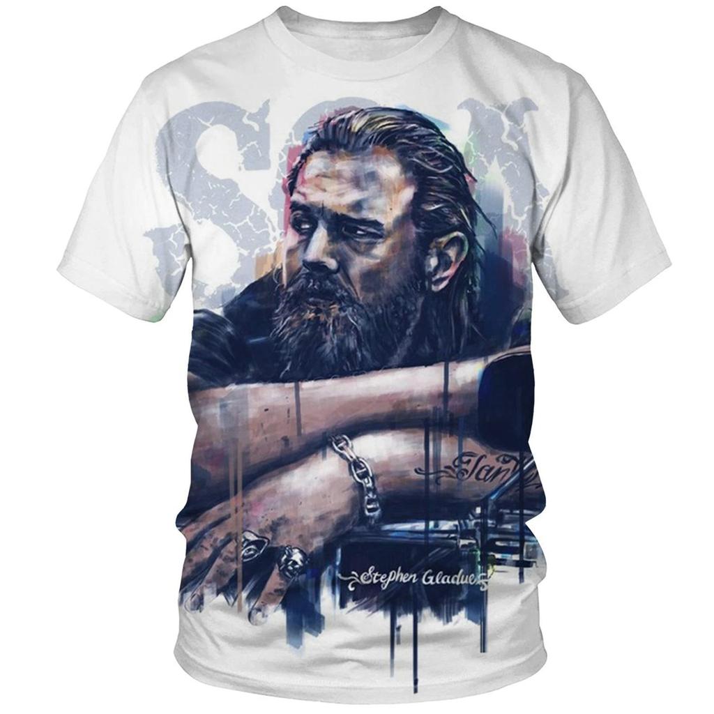 3D Sons of Anarchy TV Series Graphic Printed T-shirts Casual Short Sleeved Men's T-shirts - Soft Medium Stretch Fabric Summer Relaxed Fit Clothing