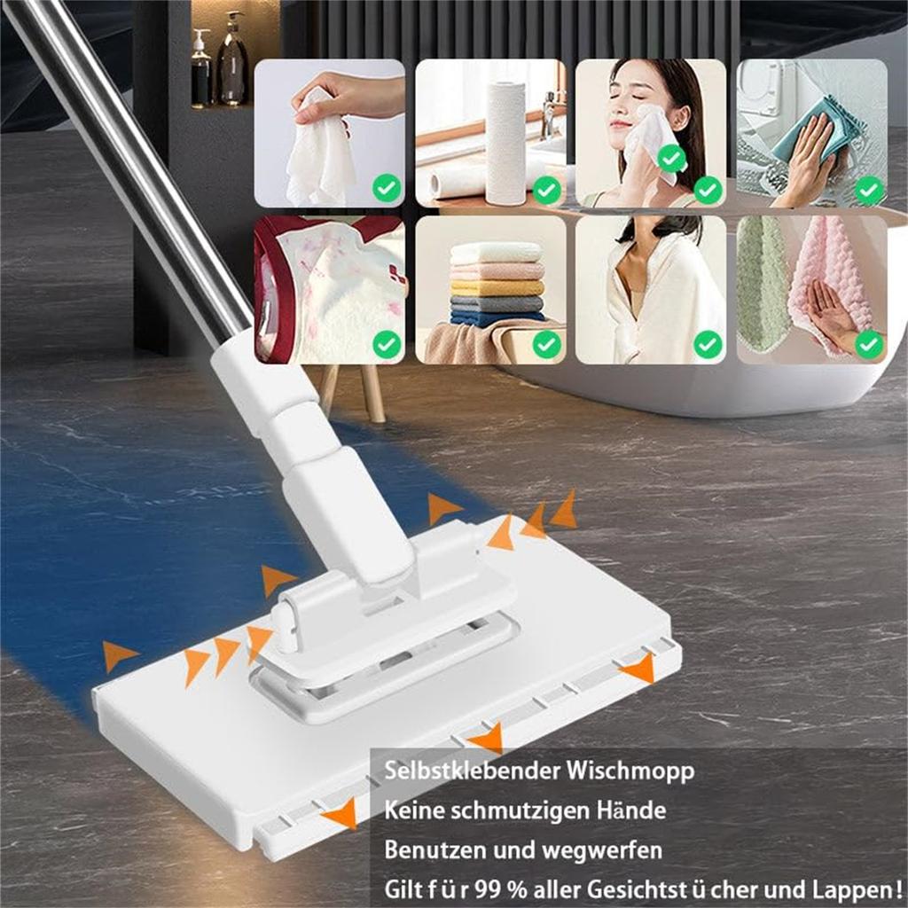 Mopp mit Druckklemmsystem, kein Händewaschen, Ein-Knopf-Wechsel, automatisches Klemmtuch