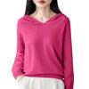 Women's Fashion Long-Sleeved -Colour V-Neck Hooded Knitted Sweater Warm Sweatshirt Knitwear