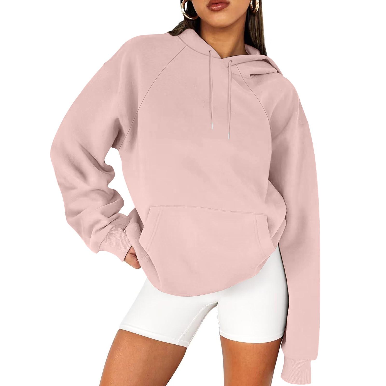 

Женская осенняя толстовка с капюшоном и длинными рукавами из однотонного бархата с утолщенной отделкой XL розовый