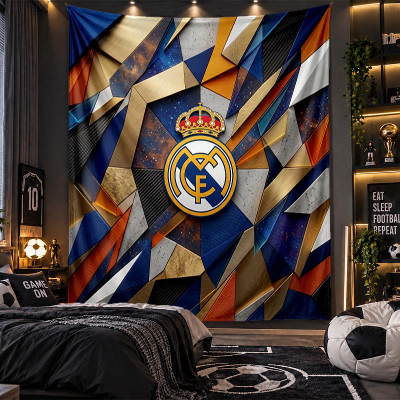 Arazzo da Appendere al Muro Stampa Real Madrid Tessuto per Soggiorno Camera da Letto Decorazione per la Casa
