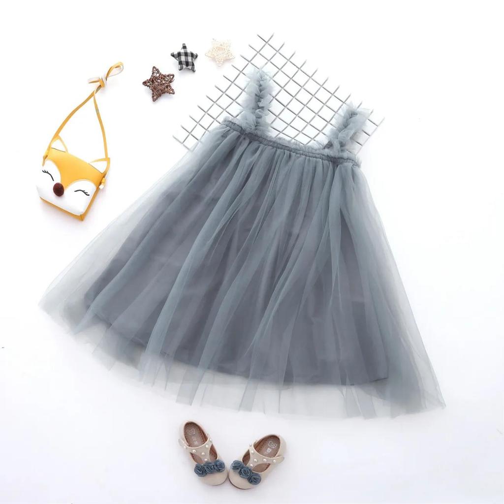 Kinderkleid Frühling Sommer Träger Kinderkleidung Baby Mädchen Kleidung Garn Ärmelloses Kleid Mädchen