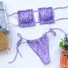 Pleated Tube Briefs Set Sexy G-string Bra Leopard Swimsuit