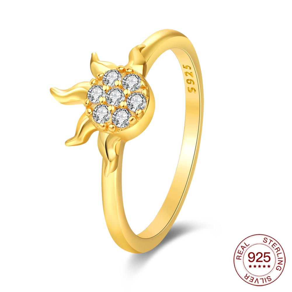 Kupfer Sonne Mond Stern Ring Zweifarbig Saphir Blau Stapelbar Band Schmuck Valentinstagsgeschenke Für Frauen 8 beige