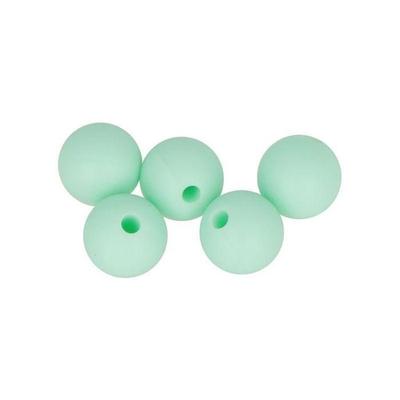 5 Round Silicone Beads - 10 Mm - Water Green