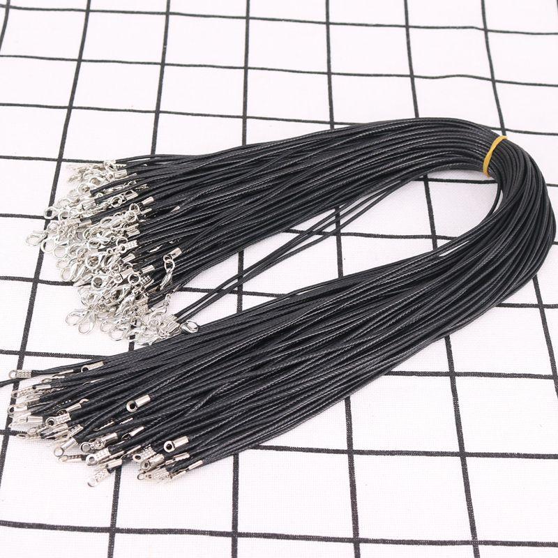 DIY Black Leather Necklace Cord with Lobster Clasp and Pendant Charm