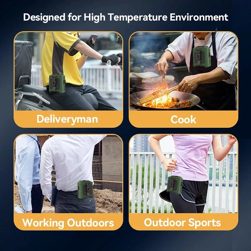 10000mAh Outdoor Portable Waist Fan Hanging Neck Fan Strong Wind with Power Bank LED Lighting Outdoor Sports Work Lights