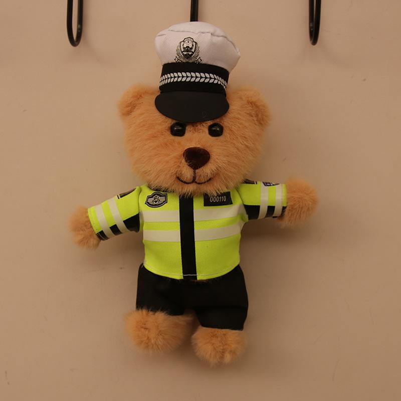 Boutique Internet Celebrity Police Bear Plush Toy Traffic Police Bear Small Pendant Keychain Doll Uniform Teddy Bear Pendant