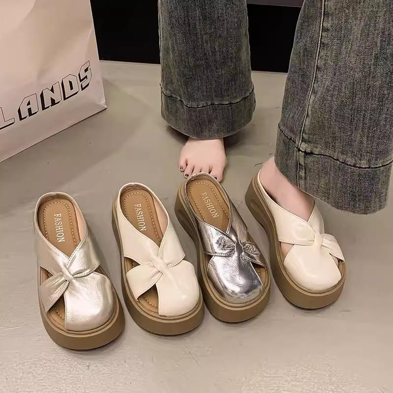 2025 summer thick-soled Mary Jane shoes women's new outer wear fashionable and versatile casual soft-soled non-slip bag head slippers