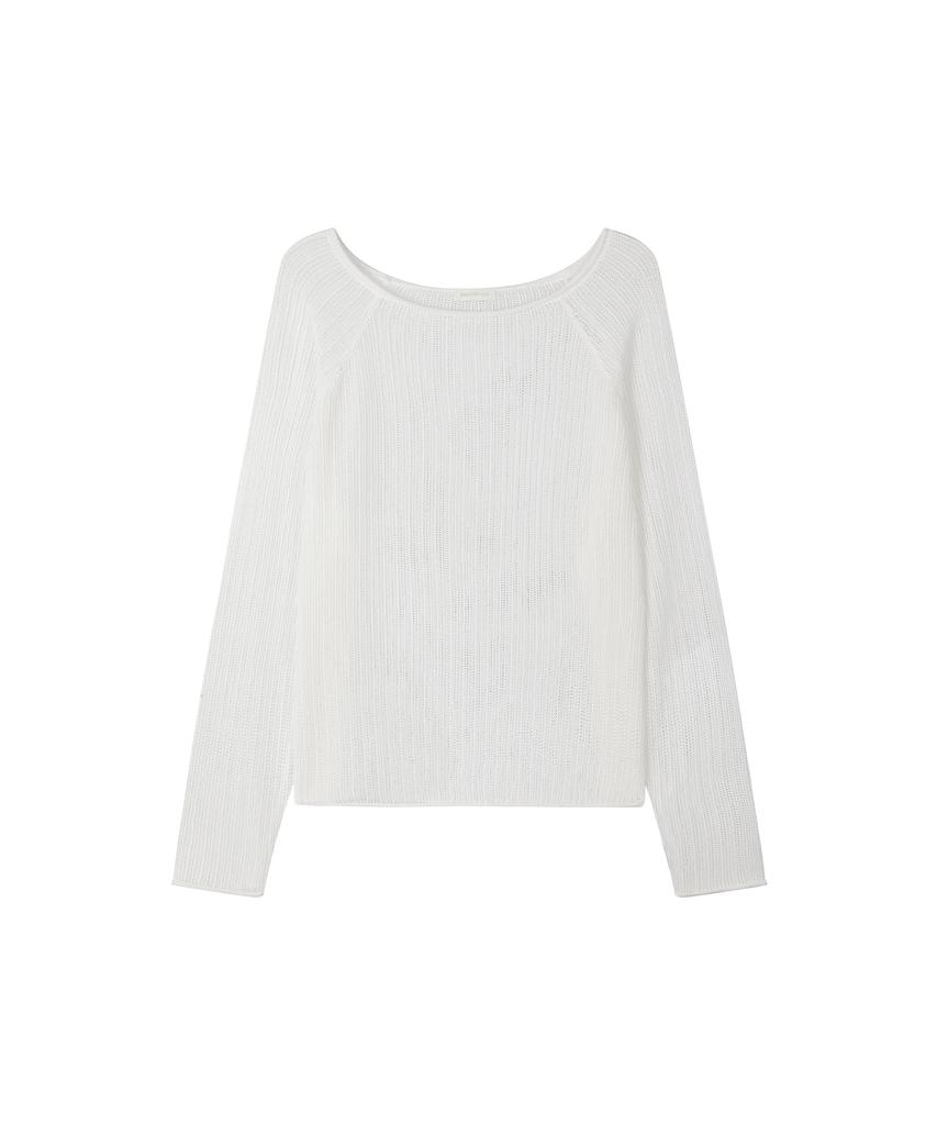 Sekeonmonollogeu Openwork Boat Neck Knit [Ivory]_Sewkt010Ivory