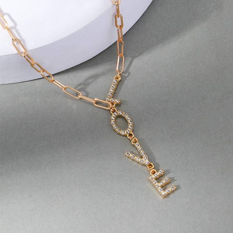 Jewelry Source Letter Diamond Clavicle Chain Niche Design Congenial Gold Necklace Versatile Women