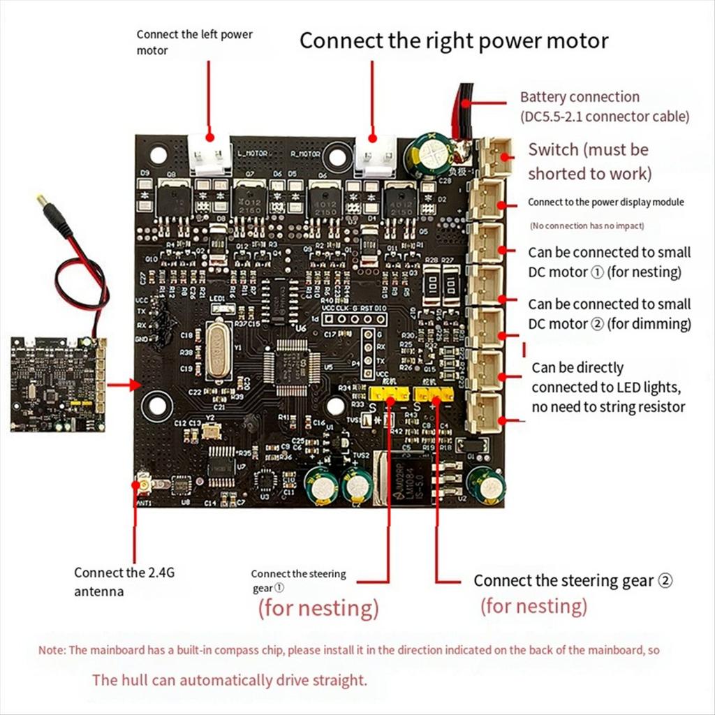 2025 Νέα Μητρική Πλακέτα Ψαροβάρκας GPS TXG3-RXG3 Επιστροφή με Ένα Κλικ Τροποποίηση Σημείου Ψαρέματος Σταθερή Ταχύτητα Crui