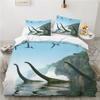 Jurassic Dino Bettwäsche Set 240x220cm 140x200 Queen Mikrofaser Bettbezug Set mit 2 Kissenbezügen für Jungen Kinder Kinderzimmer Dekor