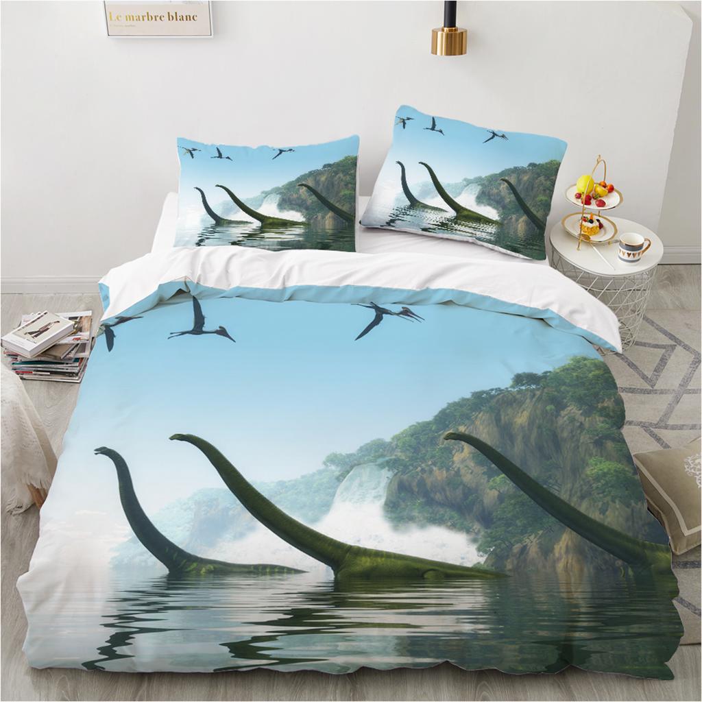 Jurassic Dino Bettwäsche Set 240x220cm 140x200 Queen Mikrofaser Bettbezug Set mit 2 Kissenbezügen für Jungen Kinder Kinderzimmer Dekor