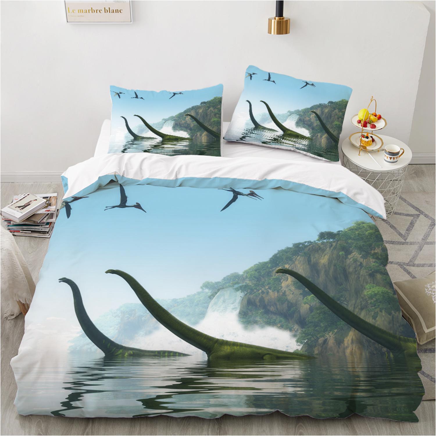 

Cartoon T-Rex Duvet Cover Set 140x200 240x220cm - Boys Bedding Set with Pillowcases Soft Fiber Bed Linen for Kids Youth 240x220 (50x80cm x2