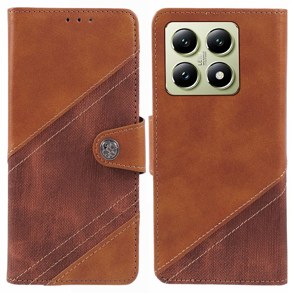 For Xiaomi 14T Pro Case Splicing Texture Leather Phone Cover Viewing Stand