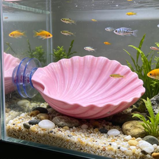 Betta Hammock Shell, Fish Hammock with Suction Cup, Betta Fish Resting Platform, Aquarium Accessory for Betta Fish Sleeping Resting Hiding Playing