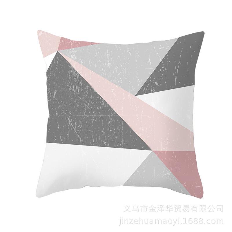 Modern Simple Pillow Cover Office Cushion Cover Pink Geometric Print Cushion Home Furnishings Home