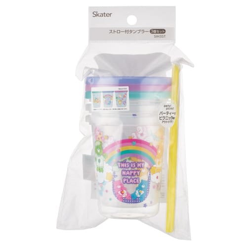 Skater Care Bears SIH3ST-A 320ml Tumblers with Straws, Set of 3, Made in Japan