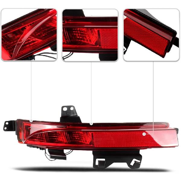 Rear Bumper Reflector Light Fit for 2015 2016 2017 2018 2019 2020 Land Rover Discovery Sport, Tail Brake Light Fog Lamp Reflector with bulbs, Red,