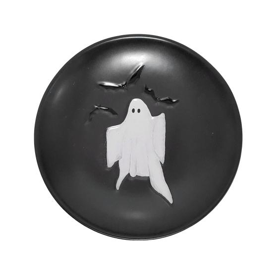 Prato de Fantasma de Halloween 7 Polegadas Plástico Reutilizável Prato de Fantasma Redondo Louça de Mesa para Jantar Sobremesa para Doce ou Travessura Suprimentos para Festa de Halloween