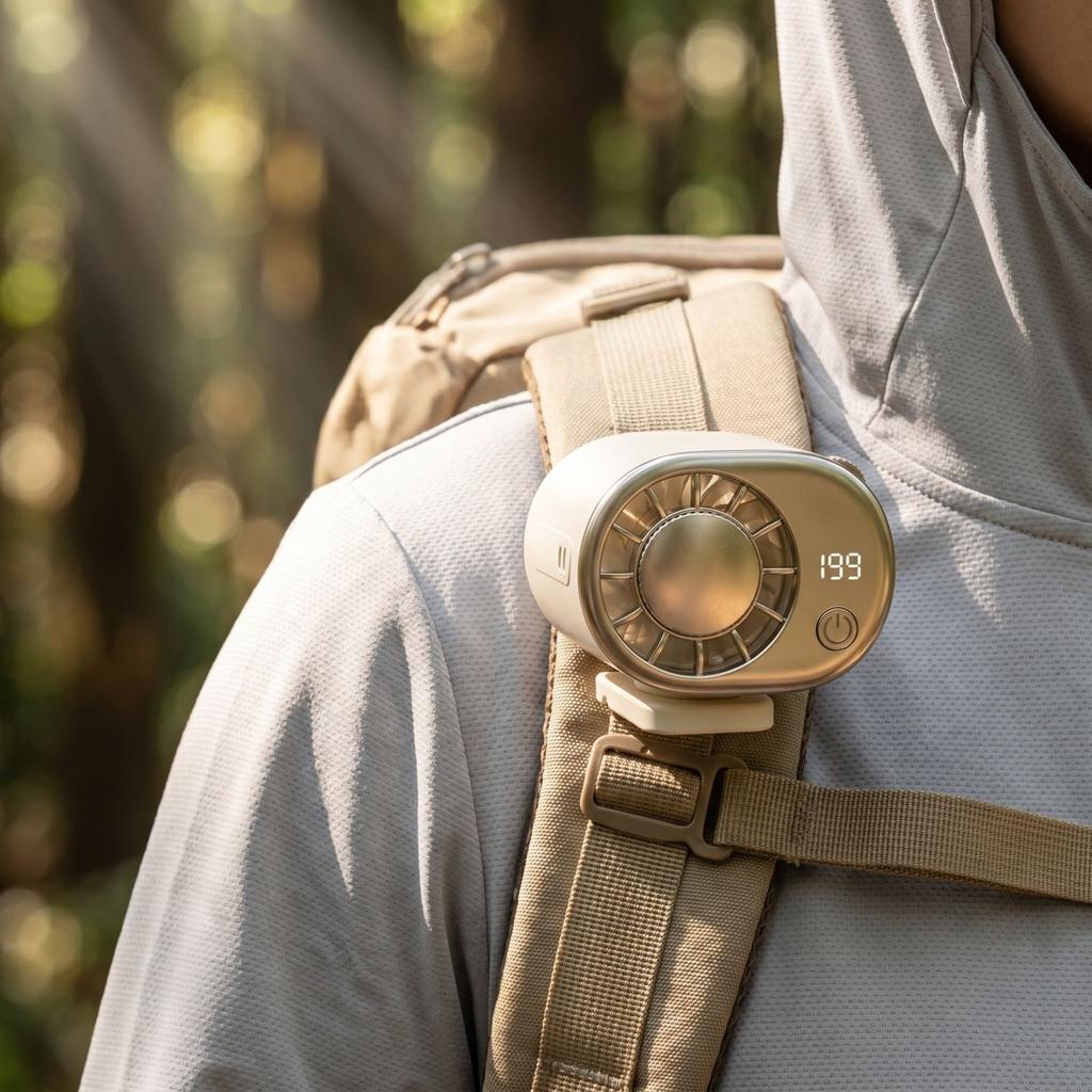 Portable Waist Fan with USB- Rechargeable, Digital Display, 8-12 Hours Battery Life, Wearable Clip- Fan for Outdoor Activities and Travel