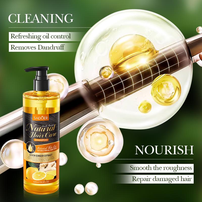 SADOER Shampooing nettoyant nourrissant et lissant au citron et au gingembre