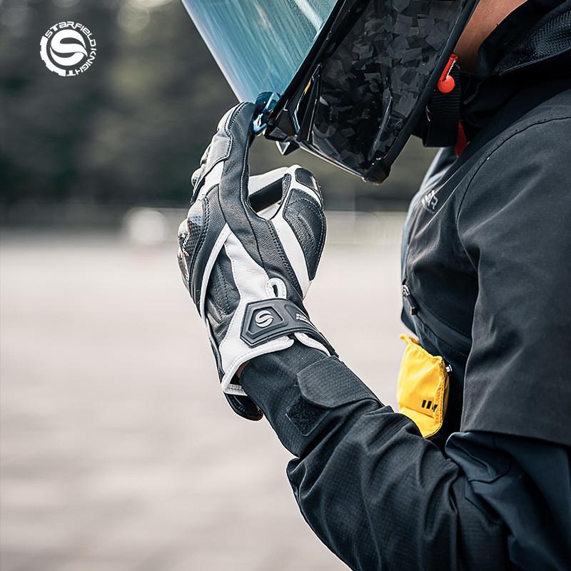 Winter Motorcycle Gloves Carbon Fiber Reinforced Goat Leather Anti-Slip Waterproof Warm Riding Gear Men Women