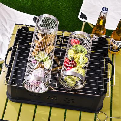 Handige en Praktische Cilindervormige Barbecuekooi Perfect voor Buitenactiviteiten