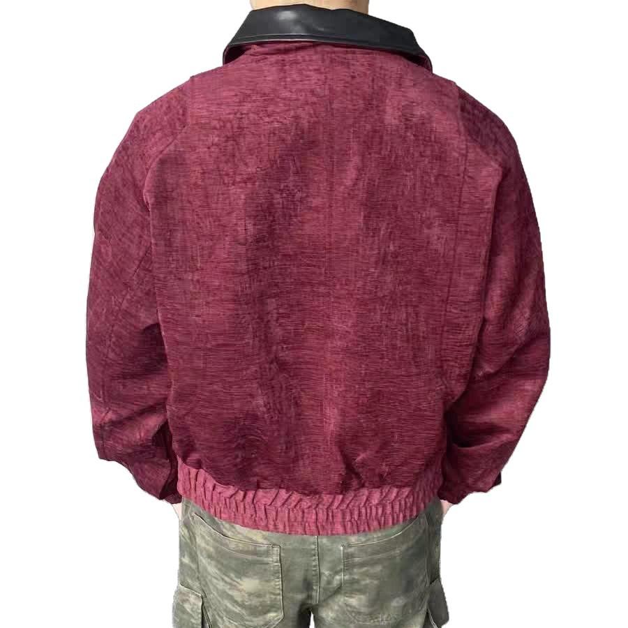 Men's 2025 American Retro Wool Lapel Jacket - Spring/Autumn Street Style Deconstructed Outerwear