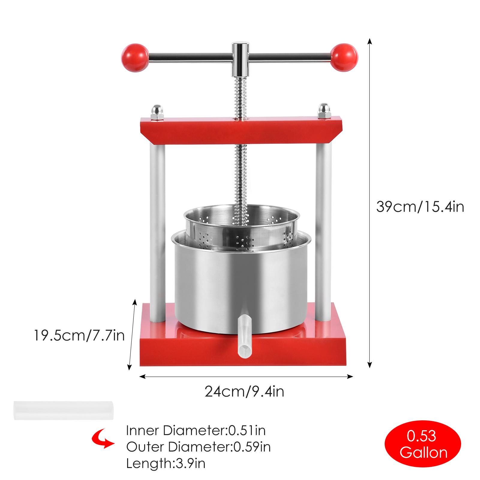 

The fruit press machine is made of stainless steel which is sturdy durable and the inner and outer barrels are detachable красный