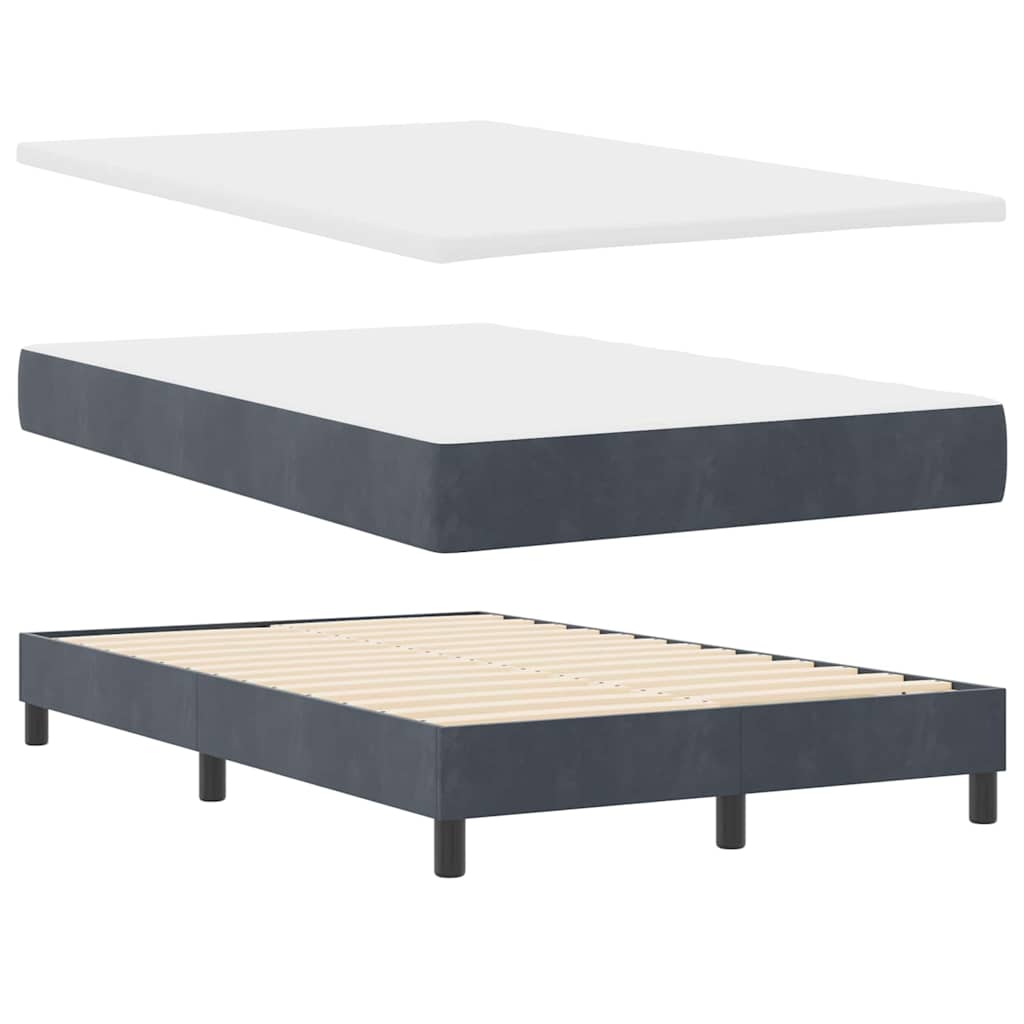 Box Spring Bed with Mattress Dark Gray 120 x 190 cm Velvet